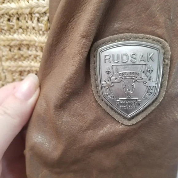 Rudsak Benedetia Straw Leather Cropped Tan  Brown Jacket S - Picture 5 of 14